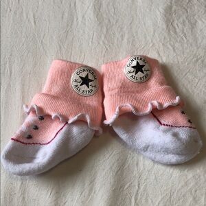 Converse Pink and White Baby Ankle Socks with All Star Patch